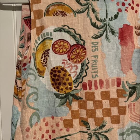 Anthropologie Paper Heart Fruit Pint Linen Mini Dress Resort Santorini Small - Picture 3 of 7